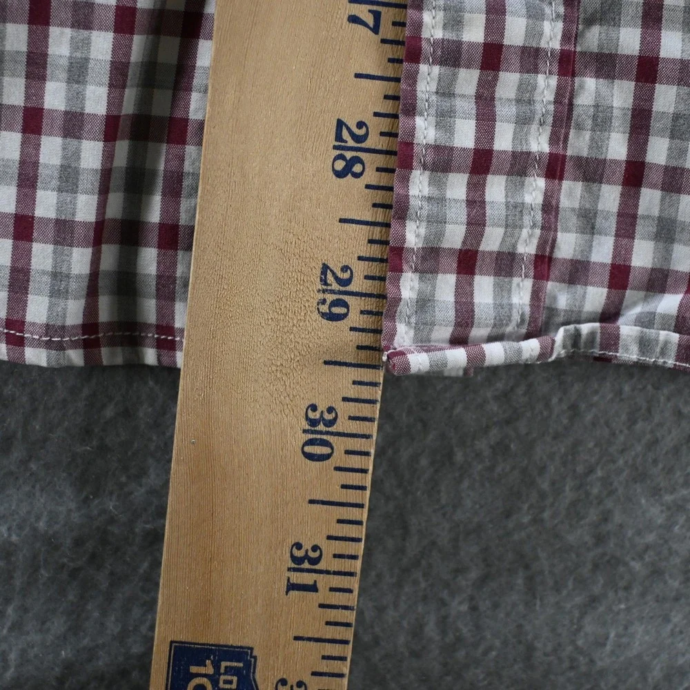 Banana Republic Mens Custom 078 Wash Shirt Slim Fit Medium Red Gingham Check